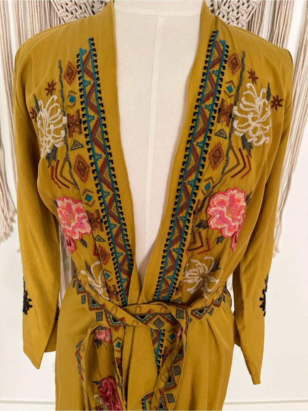 DRIFTWOOD Embroidered Tie-Waist Kimono Cardigan - Picture 3 of 13